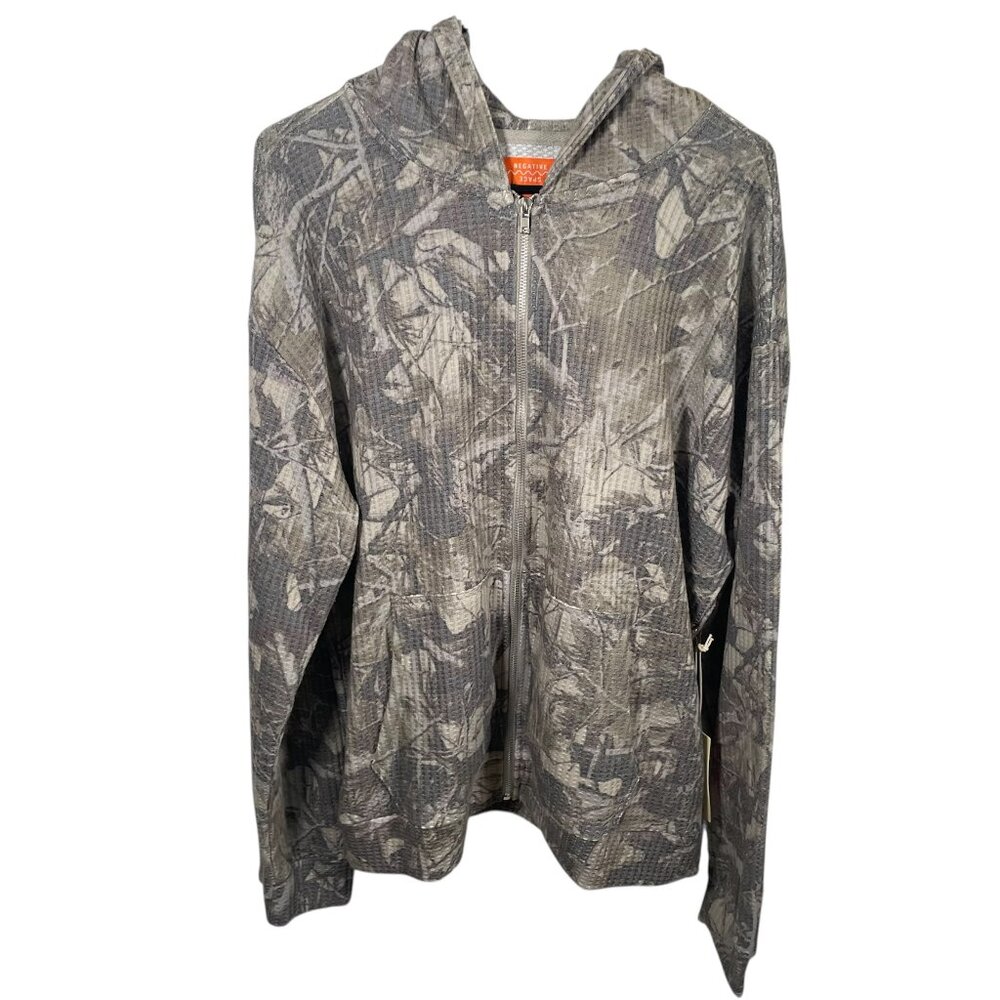 Negative Space Full Zip Camo Waffle Knit Hoodie Mens Large Sweashirt New NWT